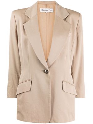 Christian Dior 2005 single-breasted wool-silk blazer - Brown