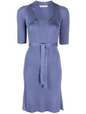 Christian Dior 2010 pre-owned belted ribbed-knit dress - Purple