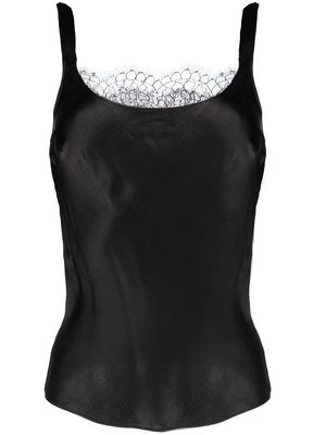 Christian Dior 2010 pre-owned lace-panelled silk cami top - Black