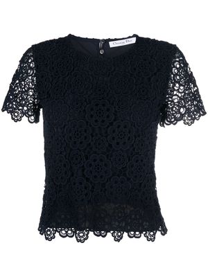 Christian Dior 2010 pre-owned lace round-neck top - Blue
