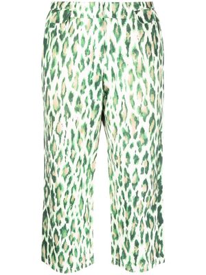 Christian Dior 2010 pre-owned leopard-print cropped trousers - Green
