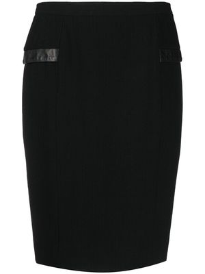 Christian Dior 2010s pre-owned leather trim pencil skirt - Black