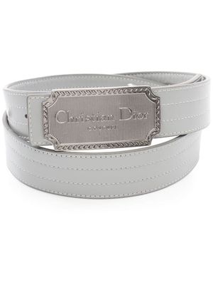 Christian Dior 2010s pre-owned logo-plaque belt - Grey