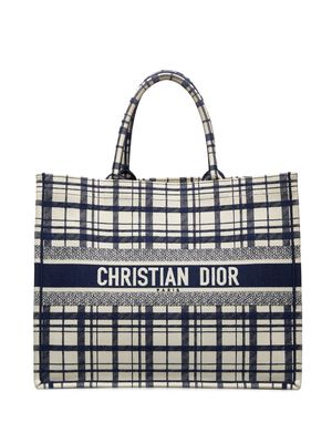 Christian Dior 2021 pre-owned large check Book Tote bag - Blue