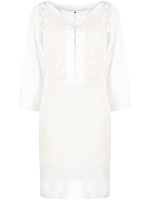 Christian Dior guipure-lace three-quarter-sleeved dress - White
