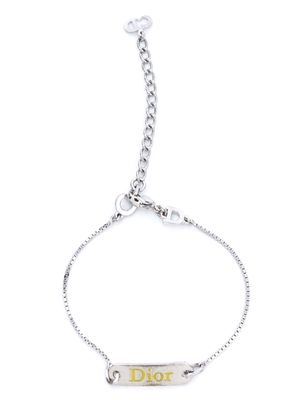 Christian Dior logo-plaque bracelet - Silver