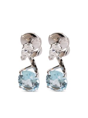 Christian Dior pre-owned 18kt white gold diamond drop earrings - Blue