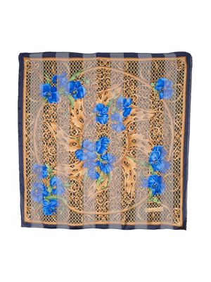 Christian Dior Pre-Owned 1990s pre-owned floral chain-print silk scarf - NAVY MULTI