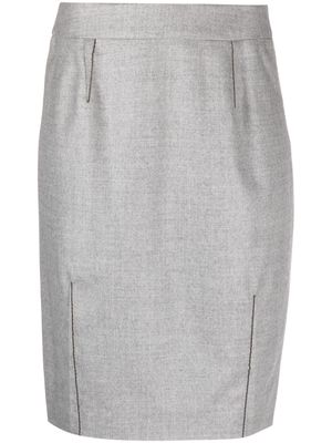 Christian Dior Pre-Owned 2000s pre-owned contrast-stitching pencil skirt - Grey