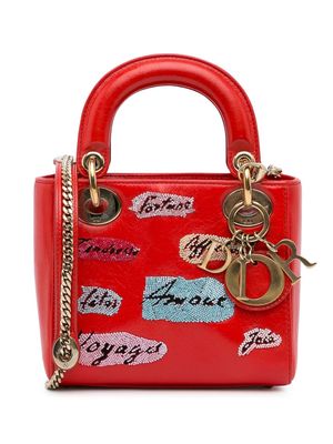 Christian Dior Pre-Owned 2016 mini Lady sequin-embellished two-way bag - Red