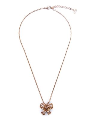 Christian Dior pre-owned bow-charm chain necklace - Gold
