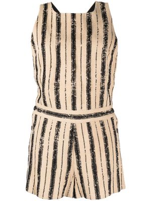 Christian Dior pre-owned crossed-back striped playsuit - Black