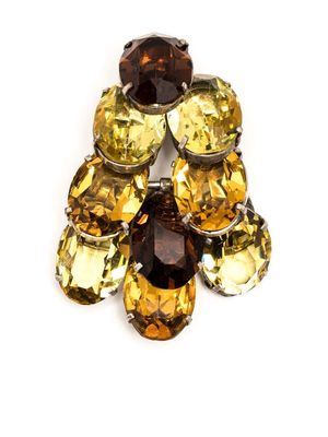Christian Dior pre-owned crystal-embellished brooch - Yellow