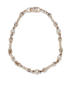 Christian Dior pre-owned crystal-embellished chain-link bracelet - Gold