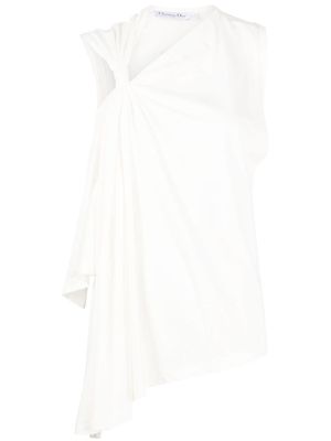 Christian Dior pre-owned draped asymmetric top - White