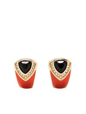 Christian Dior pre-owned enamel detailing clip-on earrings - Gold
