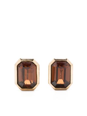 Christian Dior pre-owned faceted stone clip-on earrings - Gold