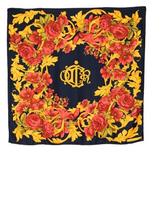 Christian Dior pre-owned floral baroque silk scarf - Blue