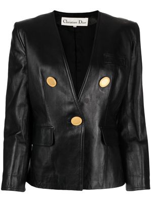Christian Dior pre-owned leather blazer - Black