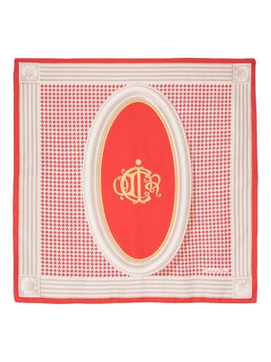 Christian Dior pre-owned logo houndstooth silk scarf - Neutrals