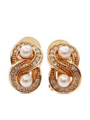 Christian Dior Pre-Owned pearl-embellished clip-on earrings - Gold