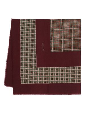 Christian Dior pre-owned plaid wool scarf - Red