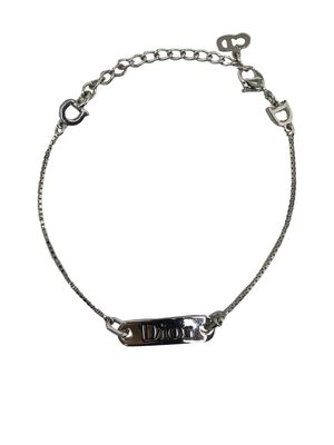 Christian Dior Pre-Owned pre-owned logo-plaque chain bracelet - Silver