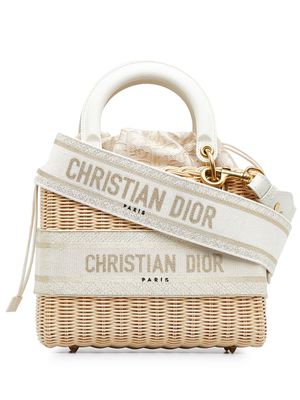 Christian Dior Pre-Owned pre-owned medium Lady Dior Wicker bag - Neutrals