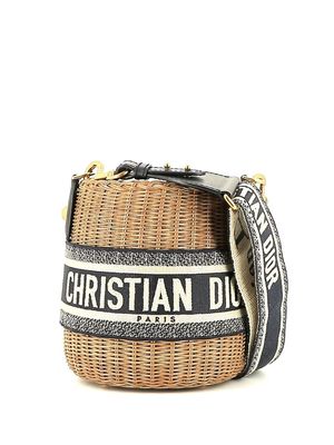 Christian Dior Pre-Owned pre-owned wicker Dior bucket shoulder bag - Brown