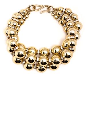 Christian Dior pre-owned rhinestone-embellished bracelet and earring set - Gold