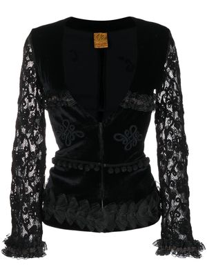 Christian Lacroix Pre-Owned 2000s crochet-detailing velvet top - Black