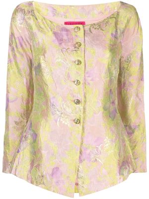 Christian Lacroix Pre-Owned floral jacquard boat neck blouse - Green