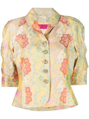 Christian Lacroix Pre-Owned floral jacquard buttoned blazer - Yellow