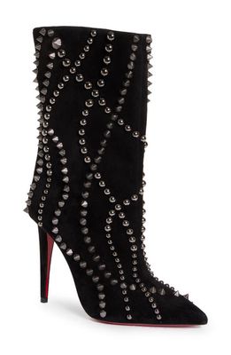 Christian Louboutin Astrilarge Studded Pointed Toe Bootie in Bk01 Black