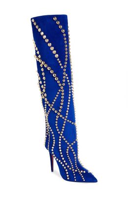 Christian Louboutin Astrilarge Studded Pointed Toe Over the Knee Boot in 4084 Galactiqueen