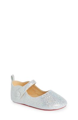 Christian Louboutin Baby Love Chick Mary Jane Crib Shoe in Silver/White