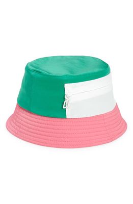 Christian Louboutin Bobiviz Colorblock Bucket Hat with Detachable Visor in Detox-Bianco-Pink/Yellow Ab