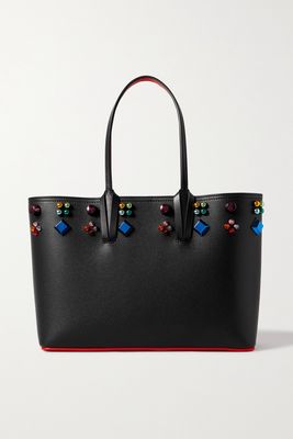Christian Louboutin - Cabata Small Embellished Textured-leather Tote - Black