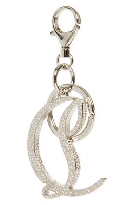 Christian Louboutin Crystal Embellished CL Logo Key Ring in Silver/Crystal