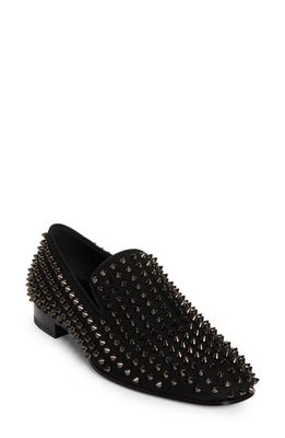 Christian Louboutin Dandelion Spikes Venetian Loafer in B139 Black/Black Gunmetal