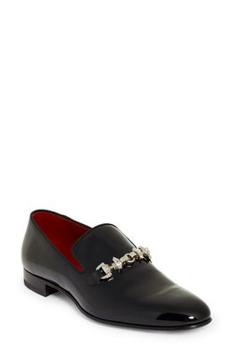 Christian Louboutin Equiswing Patent Bit Loafer in J323 Black/Lin Loubi