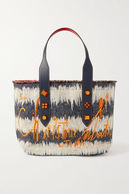 Christian Louboutin - Frangibus Medium Leather-trimmed Embroidered Canvas Tote - Blue
