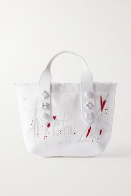Christian Louboutin - Frangibus Small Leather-trimmed Frayed Printed Canvas Tote - White