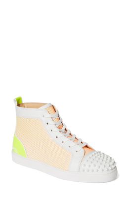 Christian Louboutin Fun Lou Spikes High Top Sneaker in White/Yellow