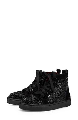 Christian Louboutin Funnytopi Crystal Embellished High Top Sneaker in Black/Jet