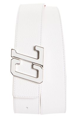 Christian Louboutin Happy Rui Logo Buckle Leather Belt in Bianco/Loub/Gold