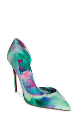 Christian Louboutin Iriza Pointed Toe Half d'Orsay Pump in Green Multi