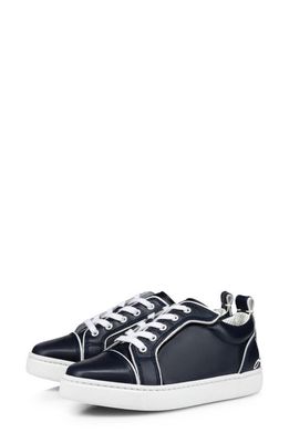 Christian Louboutin Kids' FunnyTo Calfskin Leather Sneaker in Navy/Bianco