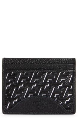 Christian Louboutin Kios CL Monogram Canvas & Leather Card Case in White-Black/Black