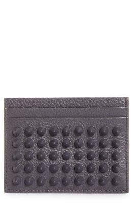 Christian Louboutin Kios Spikes Calfskin Leather Card Case in Smoky/Smoky Mat